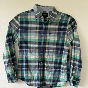American Eagle Outfitters Plaid Shirt - Green and Navy